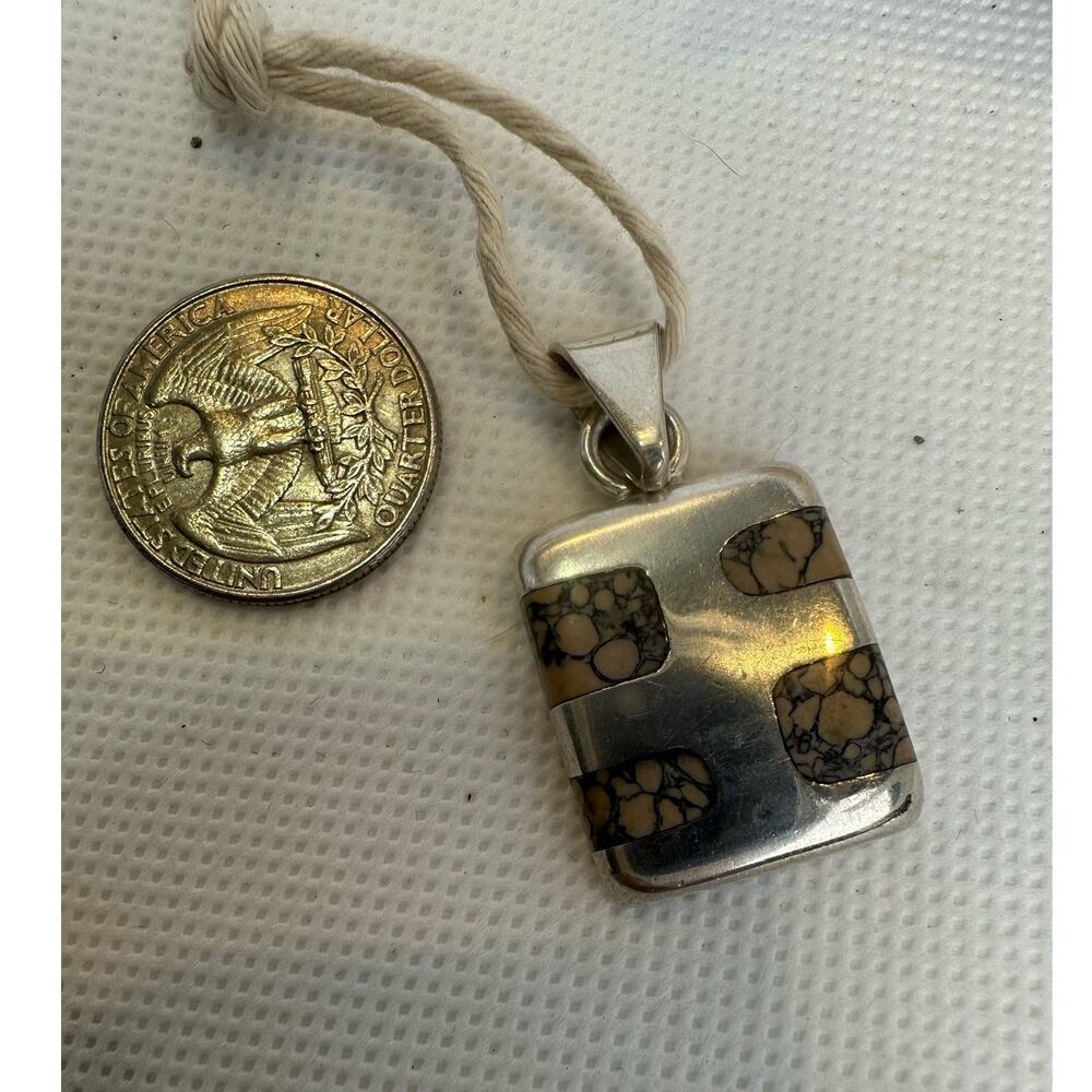 Vintage Sterling Silver 925 Mexican Pendant 1" Boho Western Art to Wear Hippie - Picture 2 of 9